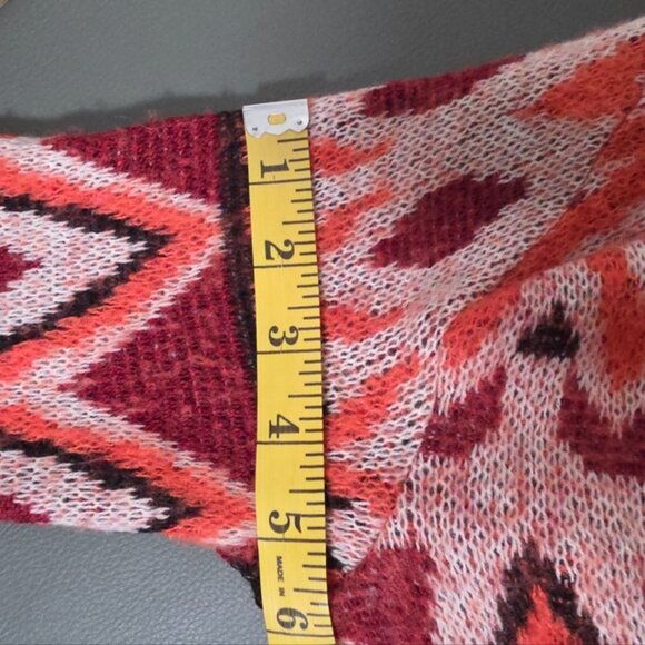 Anthropologie Sleeping On Snow Red Wool Long Open Front Waterfall Cardigan S - Picture 9 of 10